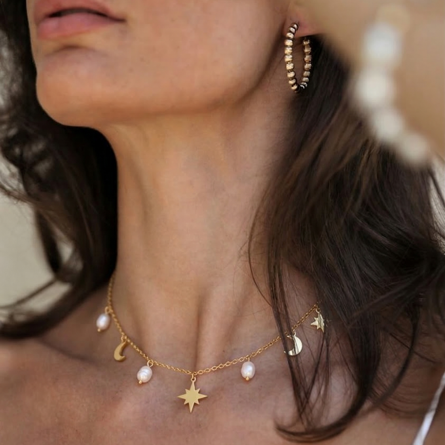 Moon, Star & Pearl Necklace